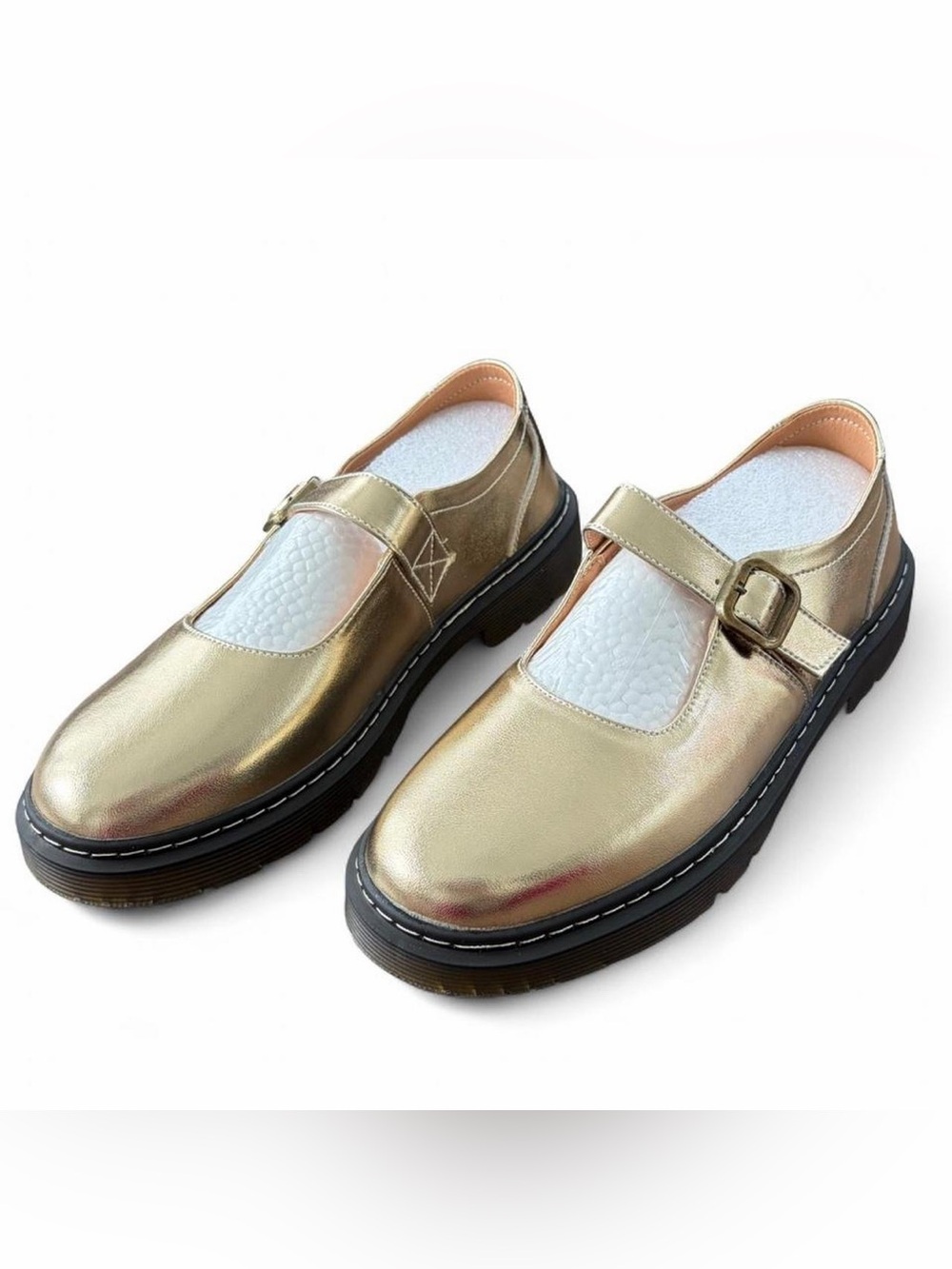 Metallic Gold Mary Jane Platform Shoes